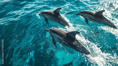 dolphins swimming in the ocean together