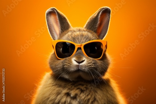 Cool bunny in glasses with selective focus and copy space © top images