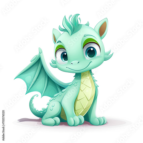 Cute dragon on white background.
