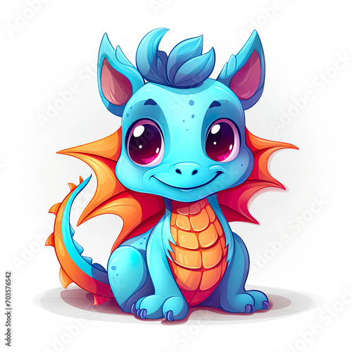 Cute dragon on white background.