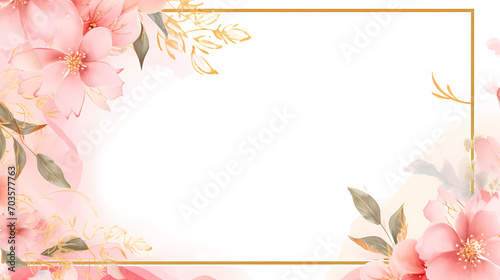 Floral frame with watercolor flowers, decorative flower background pattern, watercolor floral border background