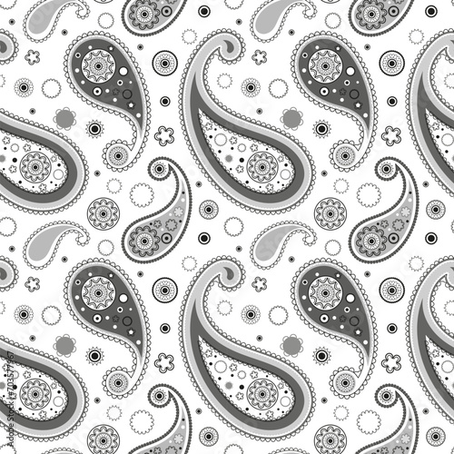 Paisley elegance seamless pattern of beautiful cucumbers Turkish, Indian, Persian.