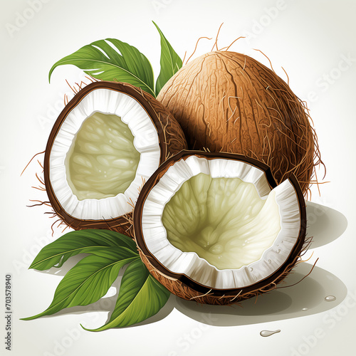 Coconut. Illustration for design on white background. photo