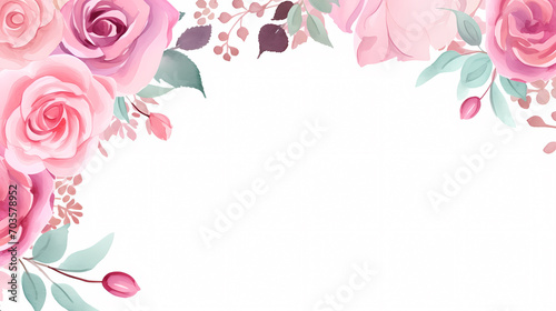 Wallpaper Mural Floral frame with watercolor flowers, decorative flower background pattern, watercolor floral border background Torontodigital.ca