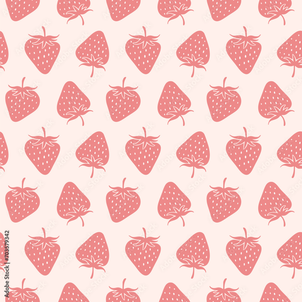 Summer doodle hand drawn strawberries seamless pattern, decorative strawberry texture textile design Summer doodle hand drawn strawberries seamless pattern, decorative strawberry texture textile design