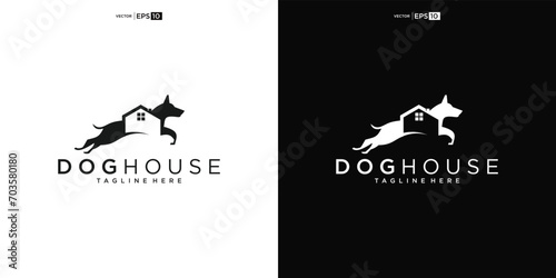 dog with House for Home Real Estate Residential Mortgage Apartment Building Logo Design