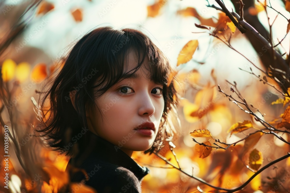 Retro Japanese woman fashion in a mysterious atmosphere. Retro Japanese woman fashion in a mysterious atmosphere.