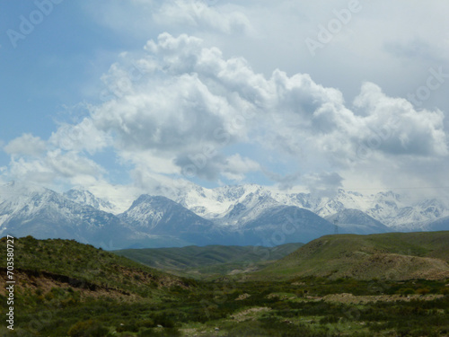 On the road - Lake Issyk-Kul and Tian Shan Mountains © Irene