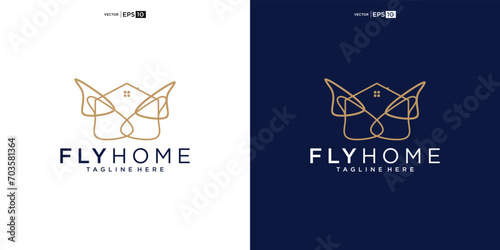 Butterfly with House for Home Real Estate Residential Mortgage Apartment Building Logo Design