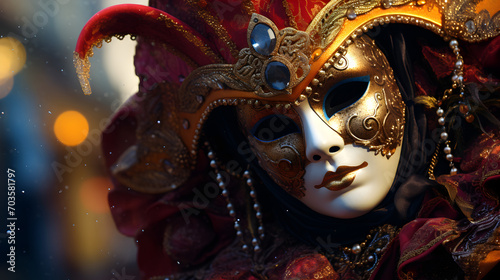 mysterious Venetian mask landscape background