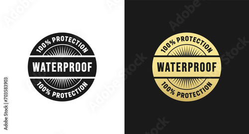 Waterproof stamp or 100% waterproof rubber vector isolated. Best Waterproof stamp for product packaging design element. Waterproof rubber for packaging design element. photo