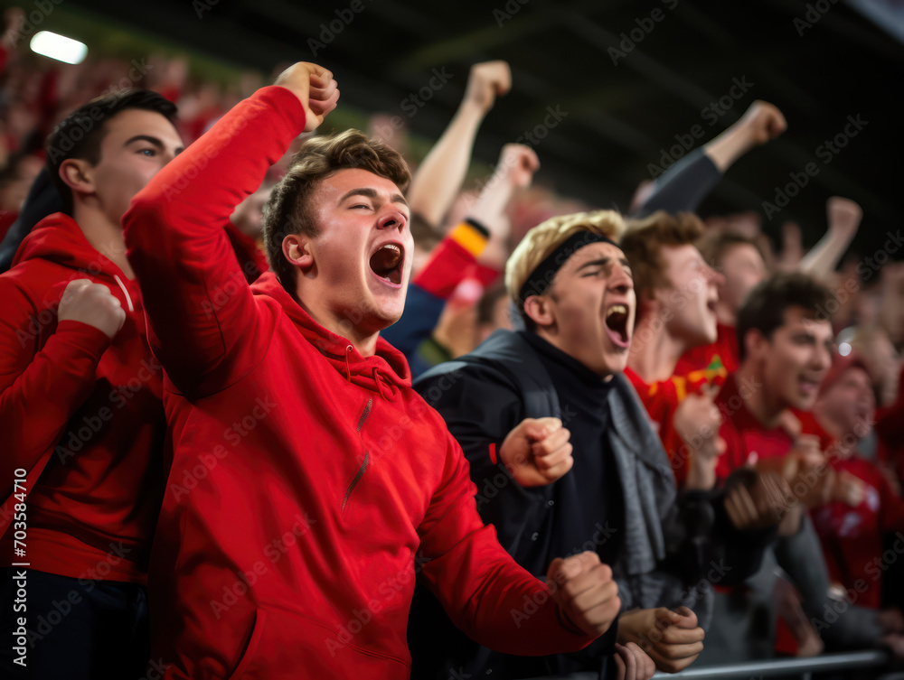 Supporters shout and give encouragement during a match, supporters of idol team who is playing Supporters shout and give encouragement during a match, supporters of idol team who is playing