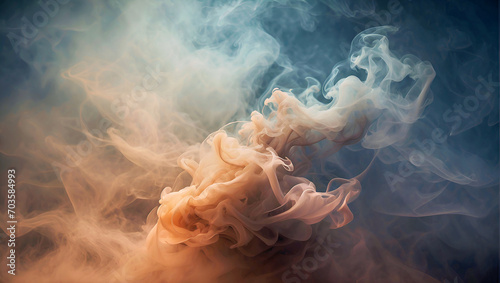 Whirling Vortex of Chromatic Emanations, A Mesmerizing Fusion of Graceful Colored Smoke on a Dark Canvas