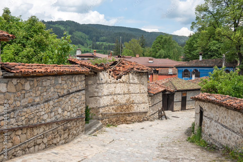 Typical Street and old houses in Koprivshtitsa, Bulgaria Typical Street and old houses in Koprivshtitsa, Bulgaria