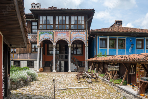 Typical Street and old houses in Koprivshtitsa, Bulgaria photo