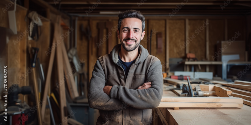 Tischler in der Holzwerkstatt