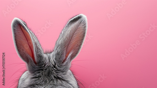 easter bunny rabbit ears isolated on plain minimalist pink background with copy space photo