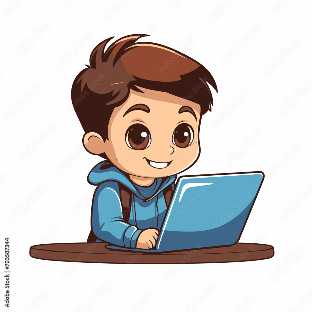 Primary school student using laptop computer for learning Primary school student using laptop computer for learning