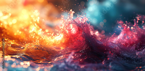 Beautiful multi colour wave, water splash. Background, backdrop  photo