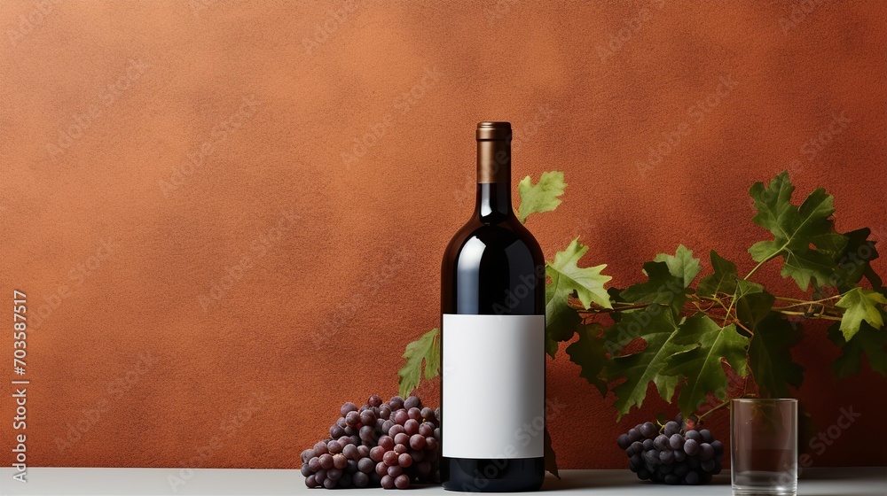 Red Wine bottle on background. Product packaging brand design. Mock up with space for text and design.