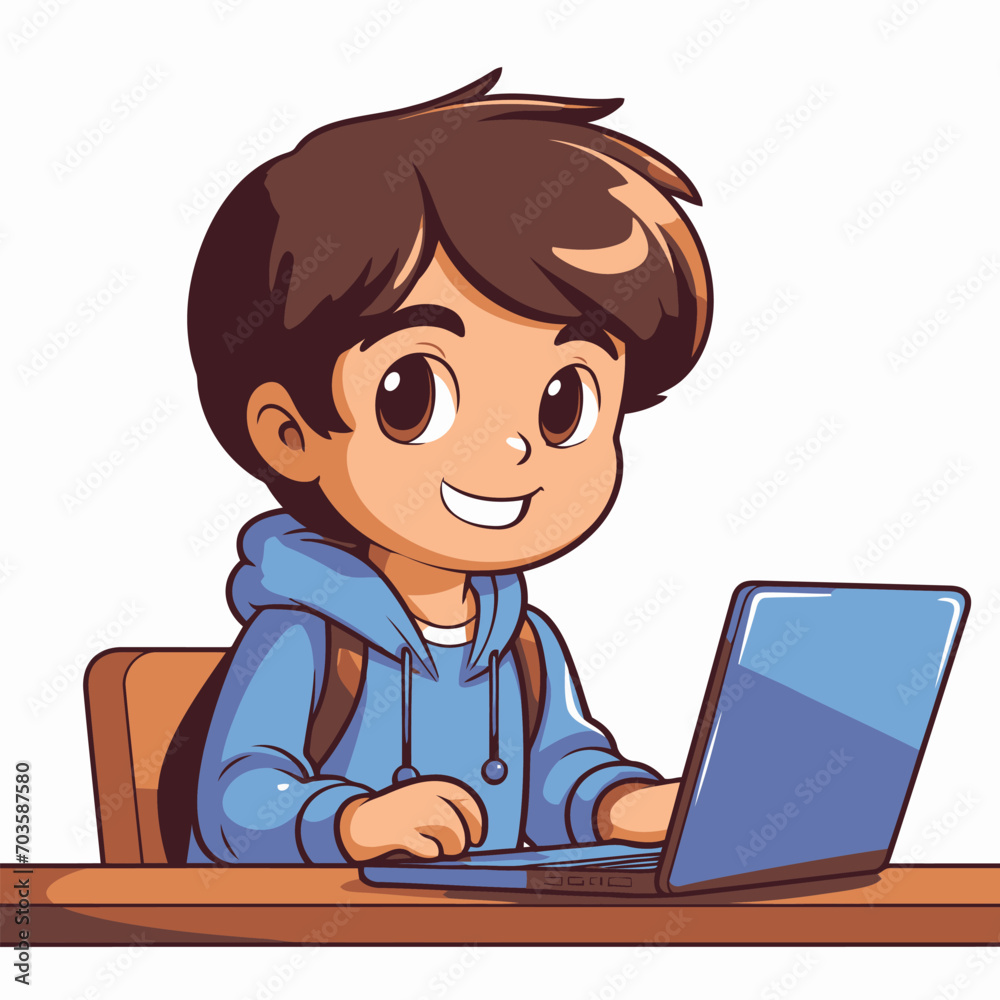 Kid using laptop computer for learning Kid using laptop computer for learning