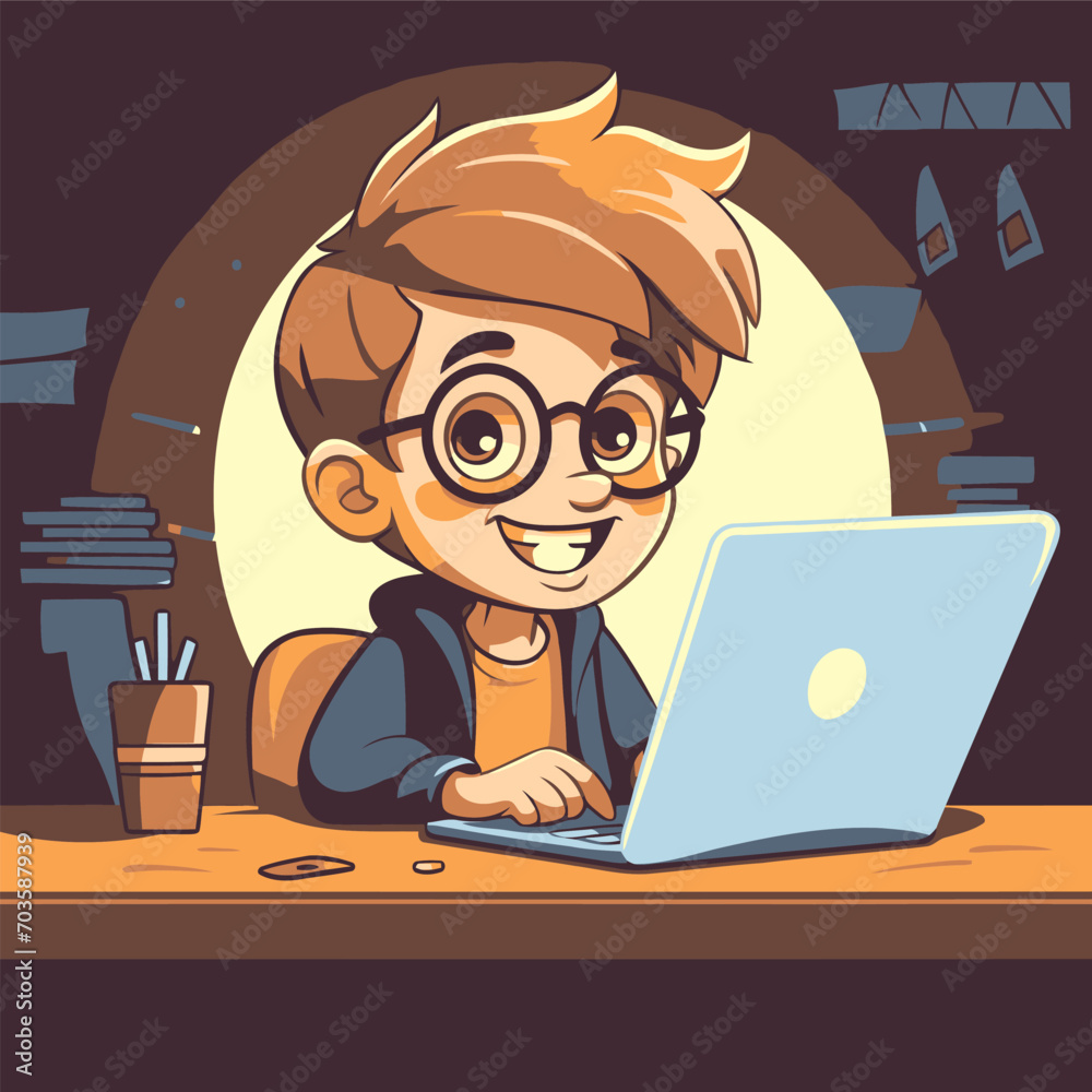 Kid using laptop computer for learning Kid using laptop computer for learning