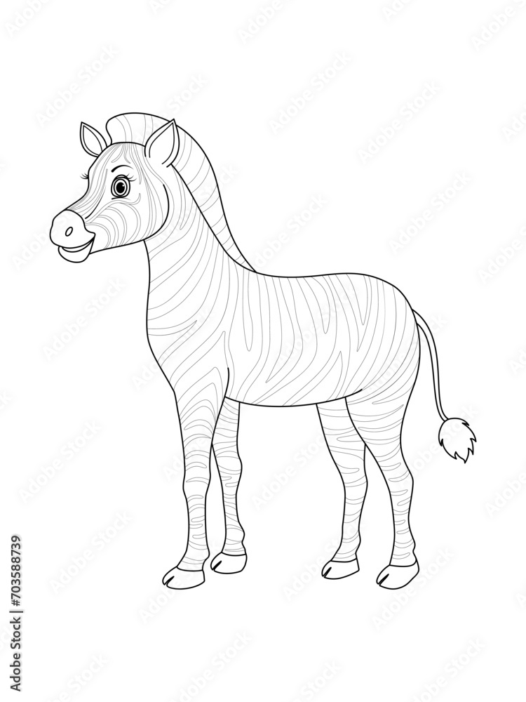 Fototapeta premium Black and white zebra for coloring book.