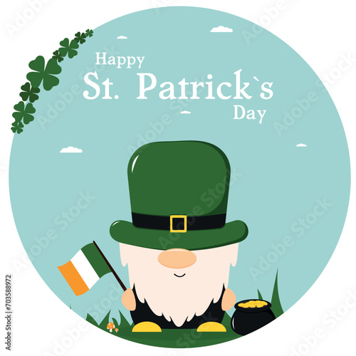 st patricks day leprechaun. Dwarf for St. Patrick's Day. Irish dwarf in a green hat. Vector illustration. greeting card

