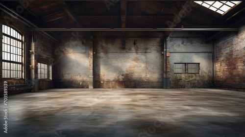 An abandoned industrial warehouse converted into a chic loft space blending raw elements with contemporary design. photo