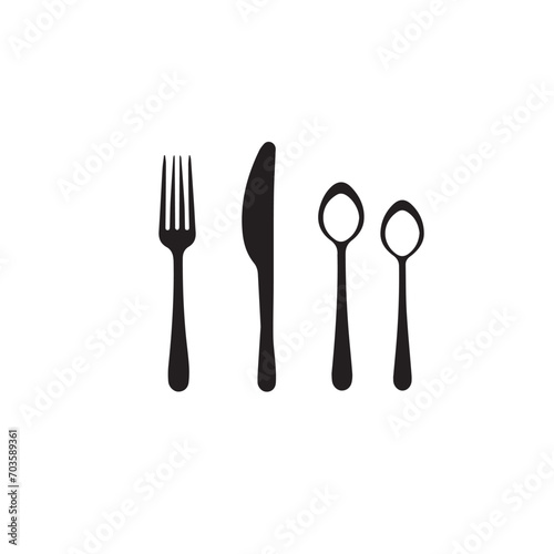 Spoon fork knife set in cartoon  doodle style. Isolated 2d vector illustration in logo  icon  sketch style  Eps 10. AI Generative