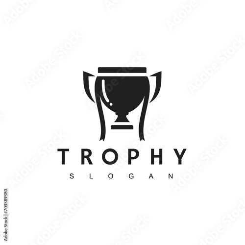 Winner Trophy Logo Template, Leadership And Competition Award Icon