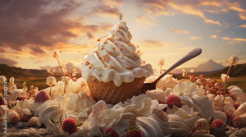 vanilla cream in the sweet heavon - obrazy, fototapety, plakaty 