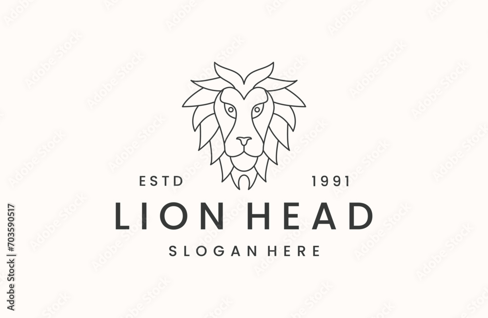 Lion head logo vector icon illustration hipster vintage retro