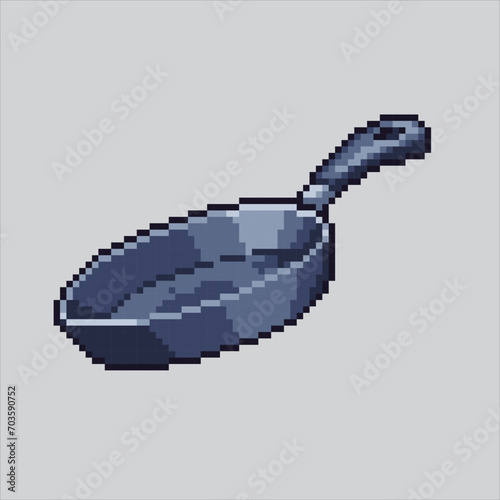 Pixel art illustration Frying Pan. Pixelated Frying Pan. Frying Pan for cooking Kitchen.
pixelated for the pixel art game and icon for website and video game. old school retro.