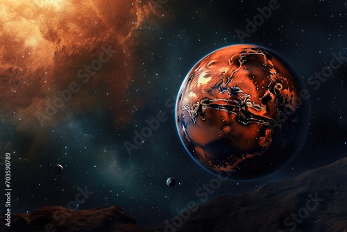 Planet Mars in space