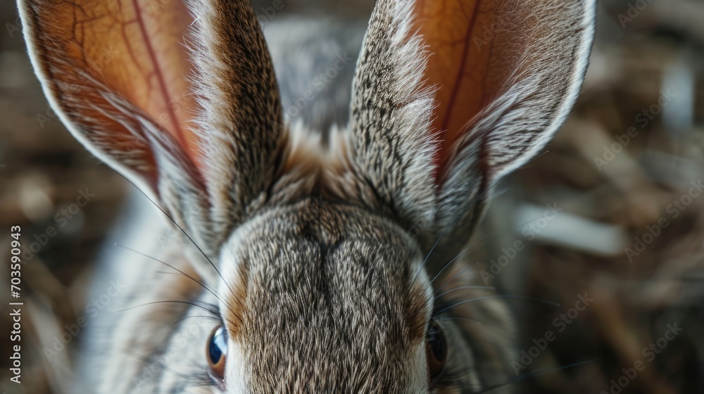 A detailed view of a rabbit's ears. This image can be used to depict the unique features of rabbits or for educational purposes A detailed view of a rabbit's ears. This image can be used to depict the unique features of rabbits or for educational purposes