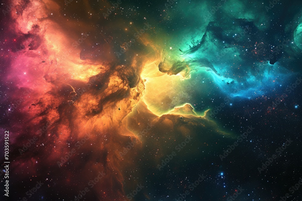 outer space in rainbow colours