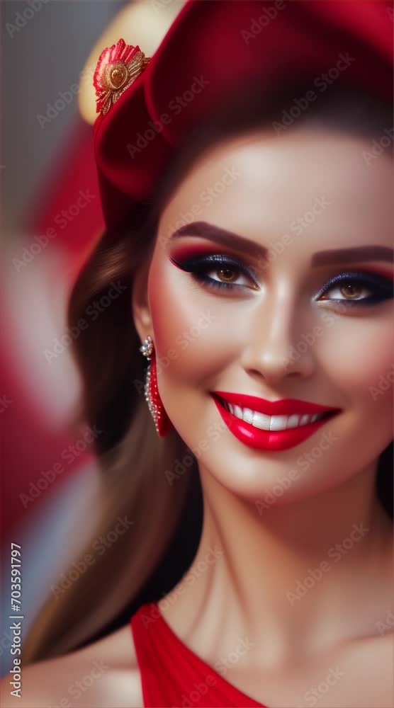 Young beautiful woman in red dress Young beautiful woman in red dress
