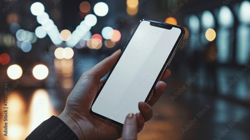 A person holding a cell phone in their hand. Can be used to illustrate technology, communication, or mobile devices A person holding a cell phone in their hand. Can be used to illustrate technology, communication, or mobile devices