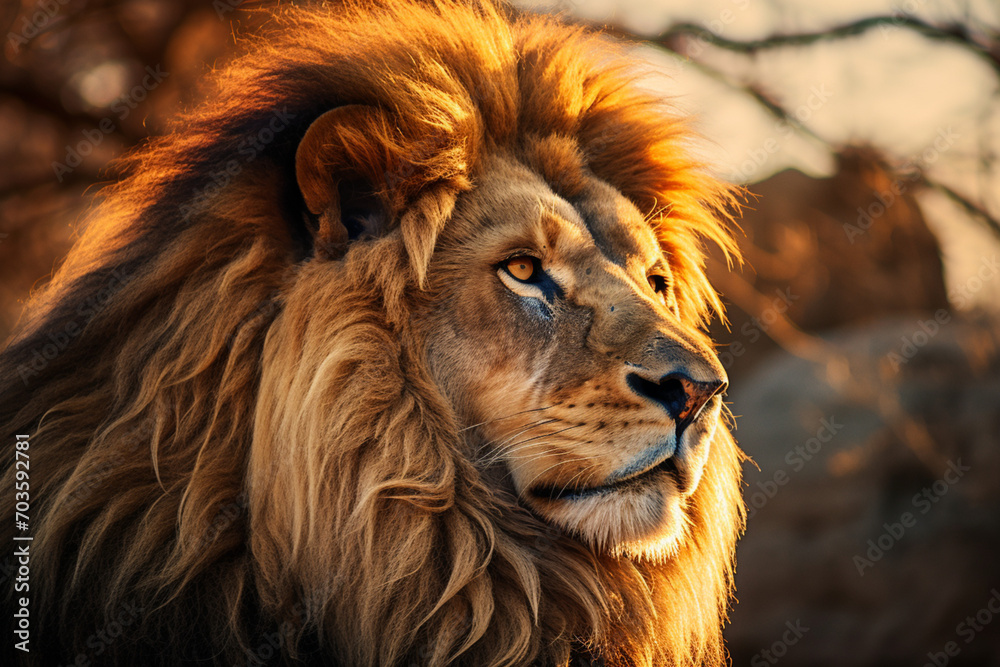 Naklejka premium portrait of a lion. Generative AI