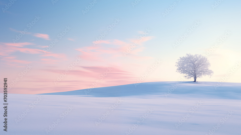 Paisaje nevado con cielo azul y cubierto de nieve