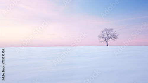 Paisaje nevado con cielo azul y cubierto de nieve © VicPhoto