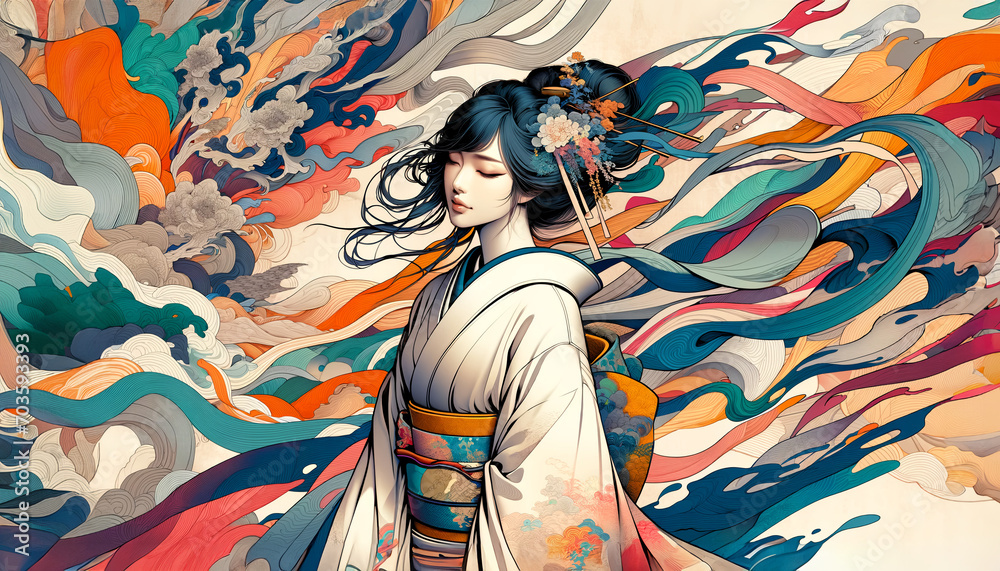 Fototapeta premium 浮世絵（Ukiyoe）／美人画
