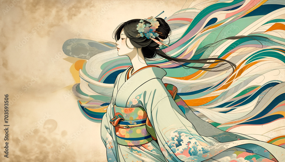 Fototapeta premium 浮世絵（Ukiyoe）／美人画