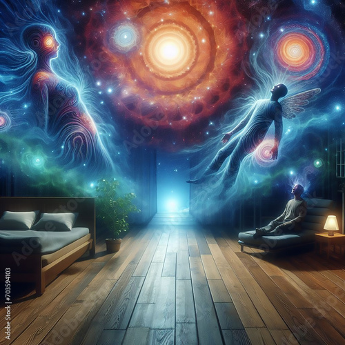 Astral projection, Astral Plane, Enlightenment, Higher Consciousness, Higher Self, Astral travel through meditation photo