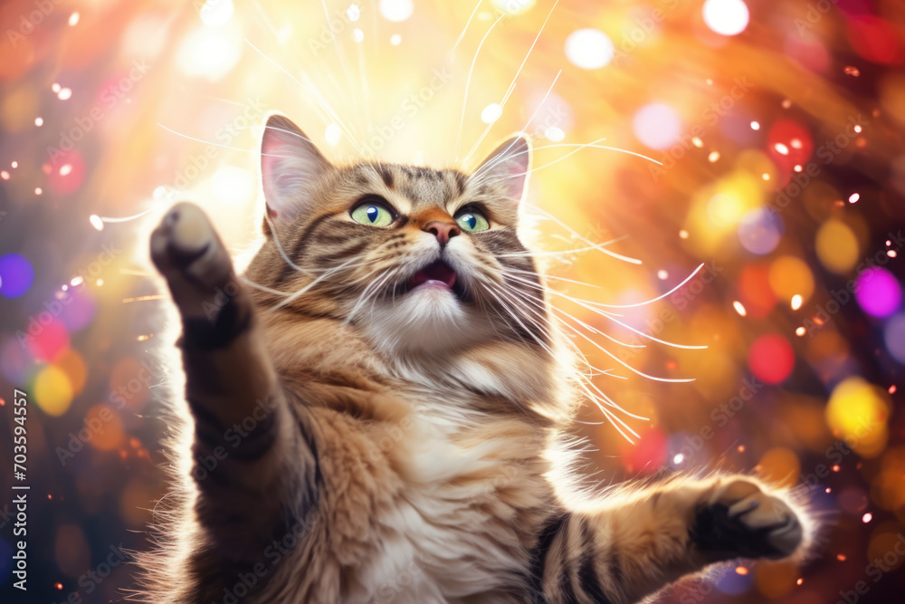 A Happy Cat in new year party festival.