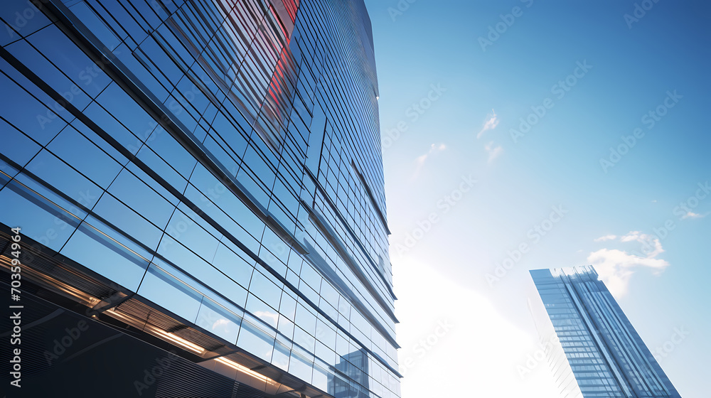 3D rendering of futuristic architecture, skyscraper building with curved glass windows 3D rendering of futuristic architecture, skyscraper building with curved glass windows