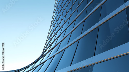 3D rendering of futuristic architecture, skyscraper building with curved glass windows