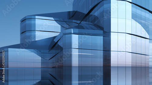 3D rendering of futuristic architecture  skyscraper building with curved glass windows