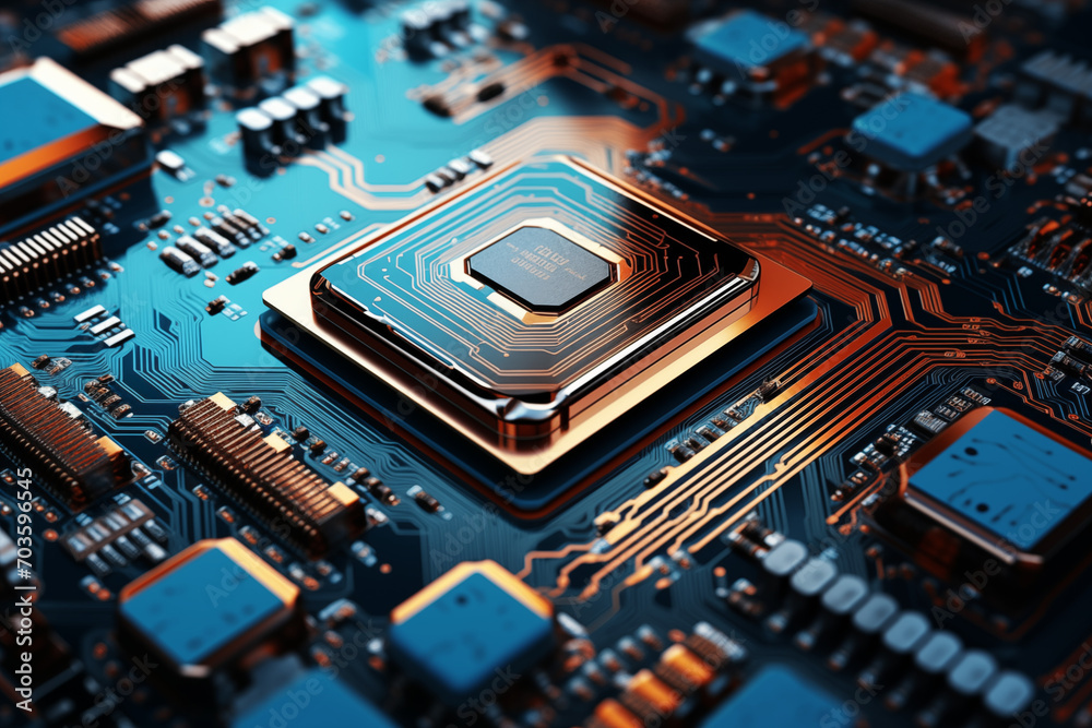 Computerplatine eines High-Tech Computers, Hohe Rechenleistung durch künstliche Intelligenz, GPU